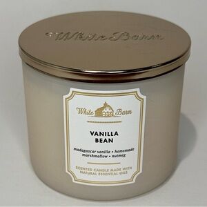 Bath & Body Works White Barn Vanilla Bean 3-Wick Candle, 14.5 oz - Ivory *READ*